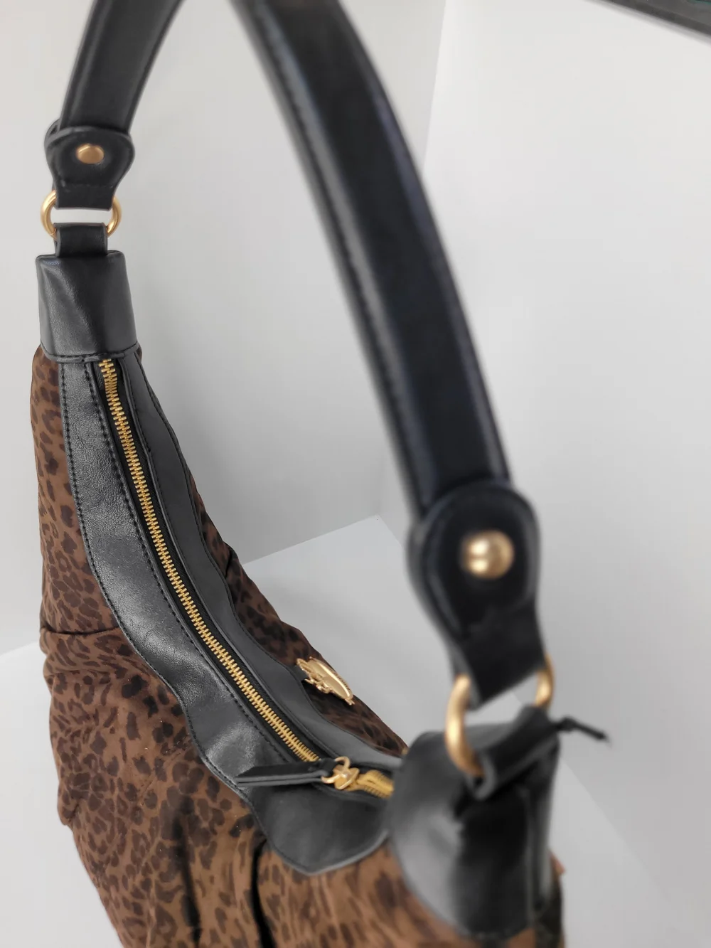 👉✨️ Juicy Couture Brown Leopard Retro Glam Chocolate Hobo Shoulder Bag
